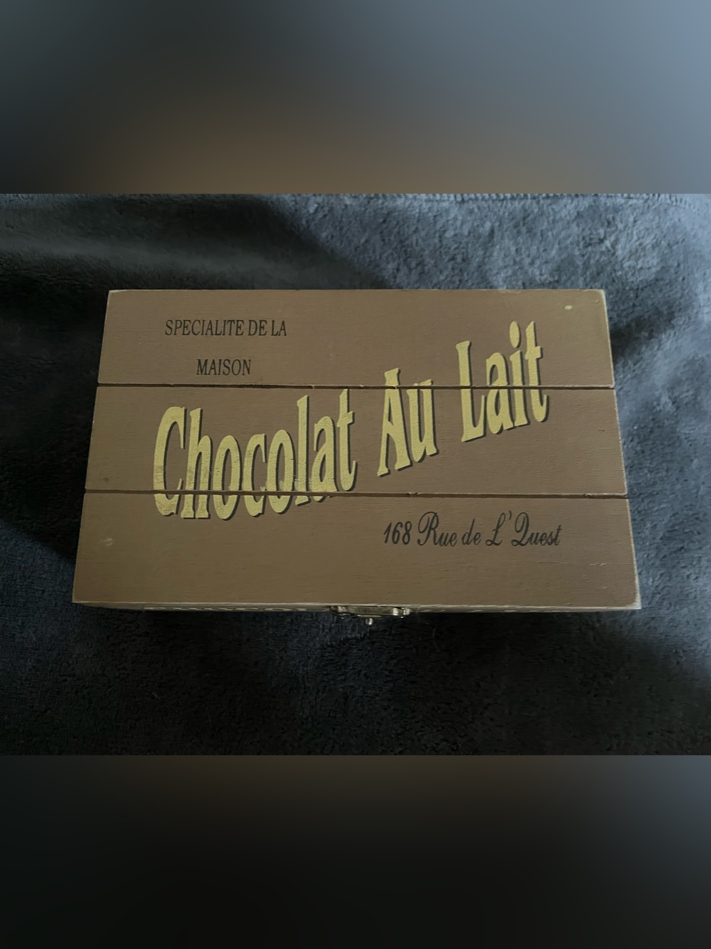 Chocolat Au Lait Decorative Wooden Box - Brown & Gold